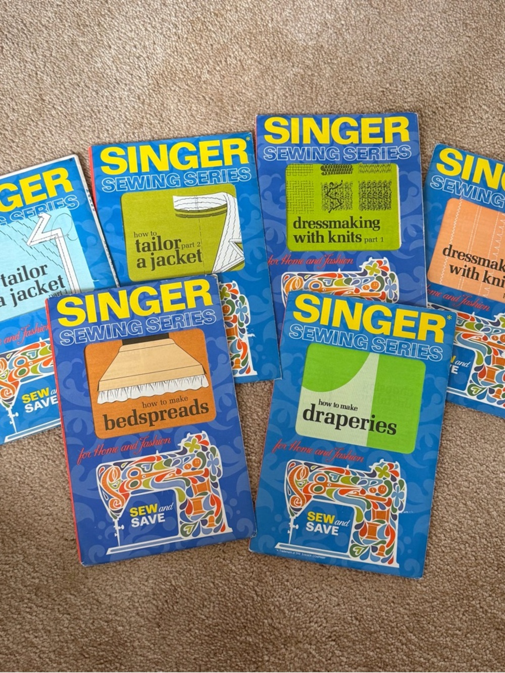 Vintage 1972 SINGER Sewing Series Book Set - Blue Covers (Assorted Titles)